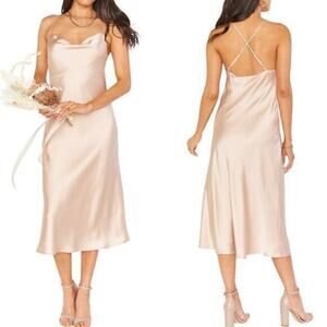 Show Me Your Mumu Verona Cowl Dress Champagne Luxe Satin size Small (with flaws)